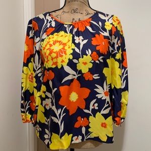 J Crew Classic Silk Red poppy floral print 2